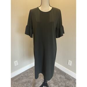Betsy’s Boutique Shop Women’s Green Shift Dress Bell Sleeves Sz XL Knee Length
